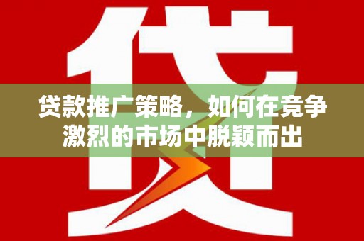 大社贷款推广策略，如何在竞争激烈的市场中脱颖而出