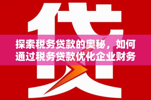 大社探索税务贷款的奥秘，如何通过税务贷款优化企业财务