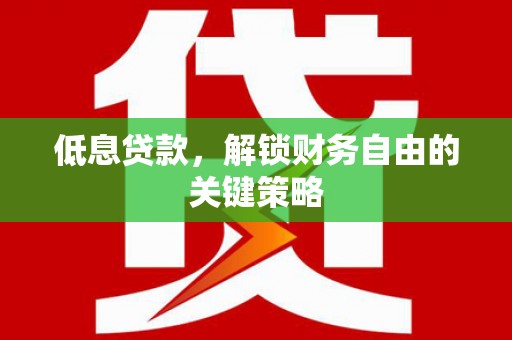 大社低息贷款，解锁财务自由的关键策略