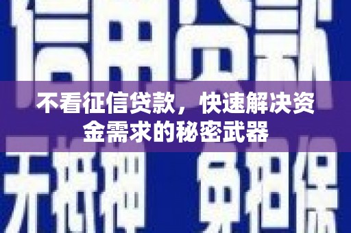 大社不看征信贷款，快速解决资金需求的秘密武器