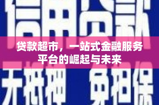 大社贷款超市，一站式金融服务平台的崛起与未来