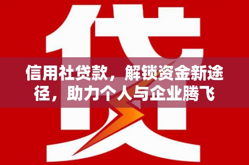 大社信用社贷款，解锁资金新途径，助力个人与企业腾飞